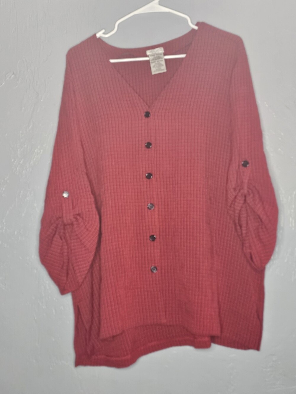 Kathy lee red and black button up shirt